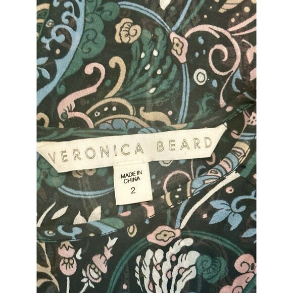 Veronica Beard Size 2 Gayle Floral Print Surplice Silk Blouse Boho Feminine - Picture 9 of 11